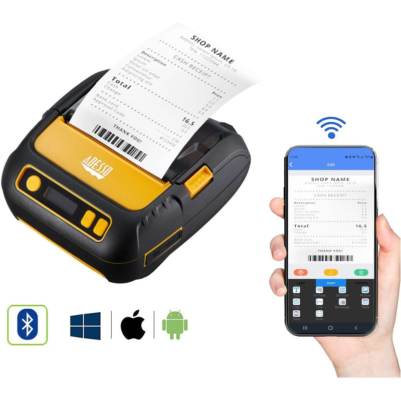 NuPrint 320B shown with mobile device connectivity and platform compatibility icons