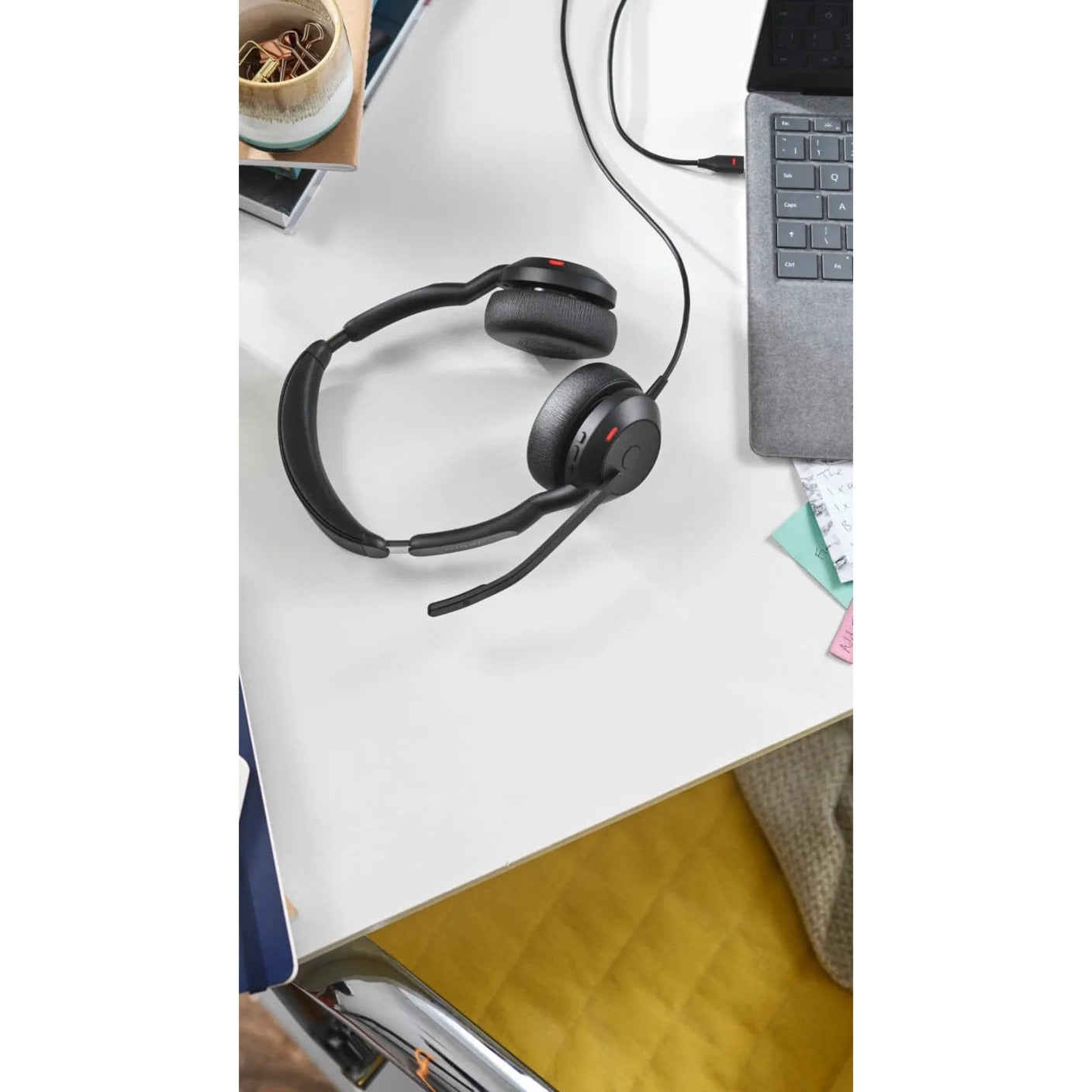 Jabra Evolve2 50 headset on modern desk setup with laptop-alternate-image8