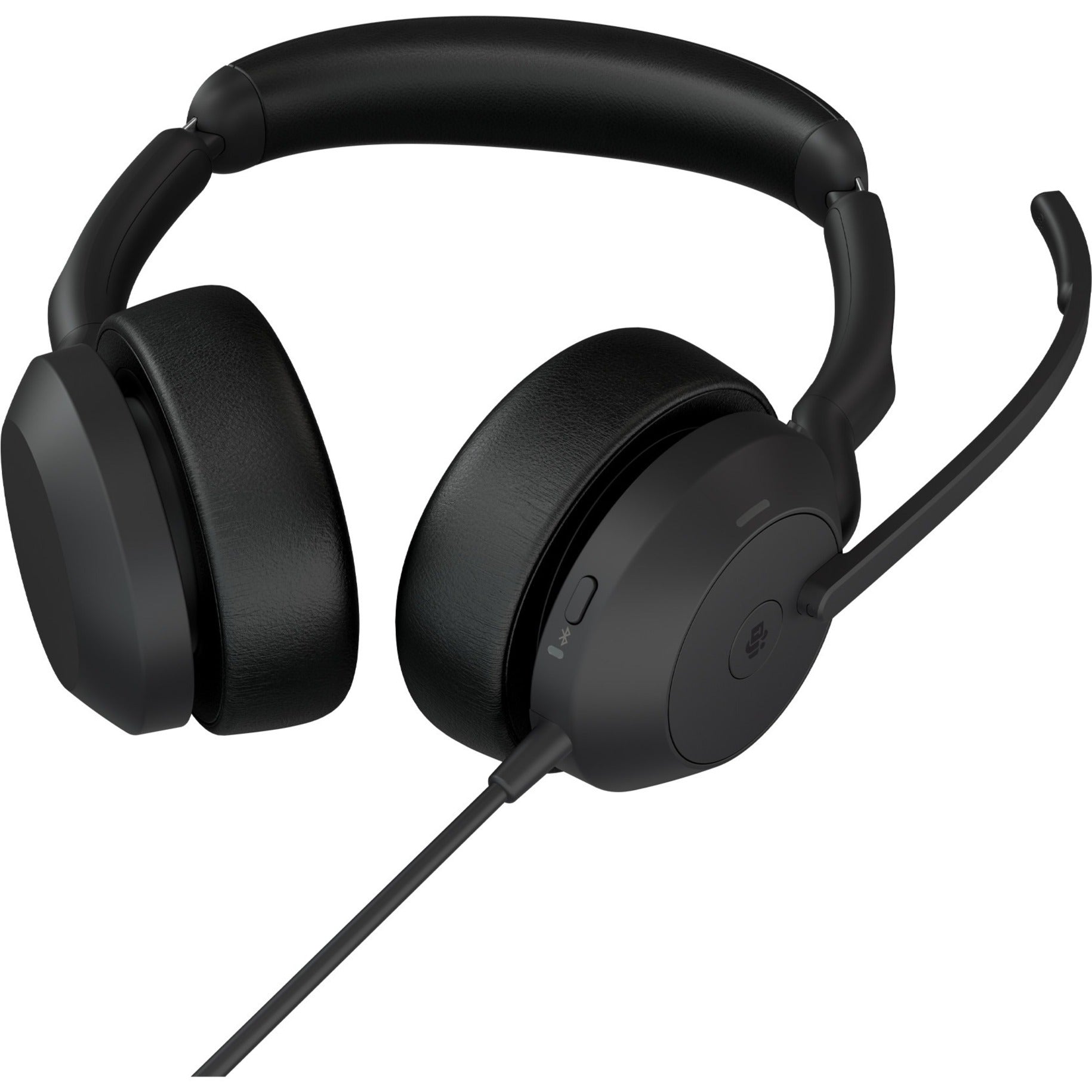 Angled view of Jabra Evolve2 50 headset highlighting ear cup design and microphone placement-alternate-image3