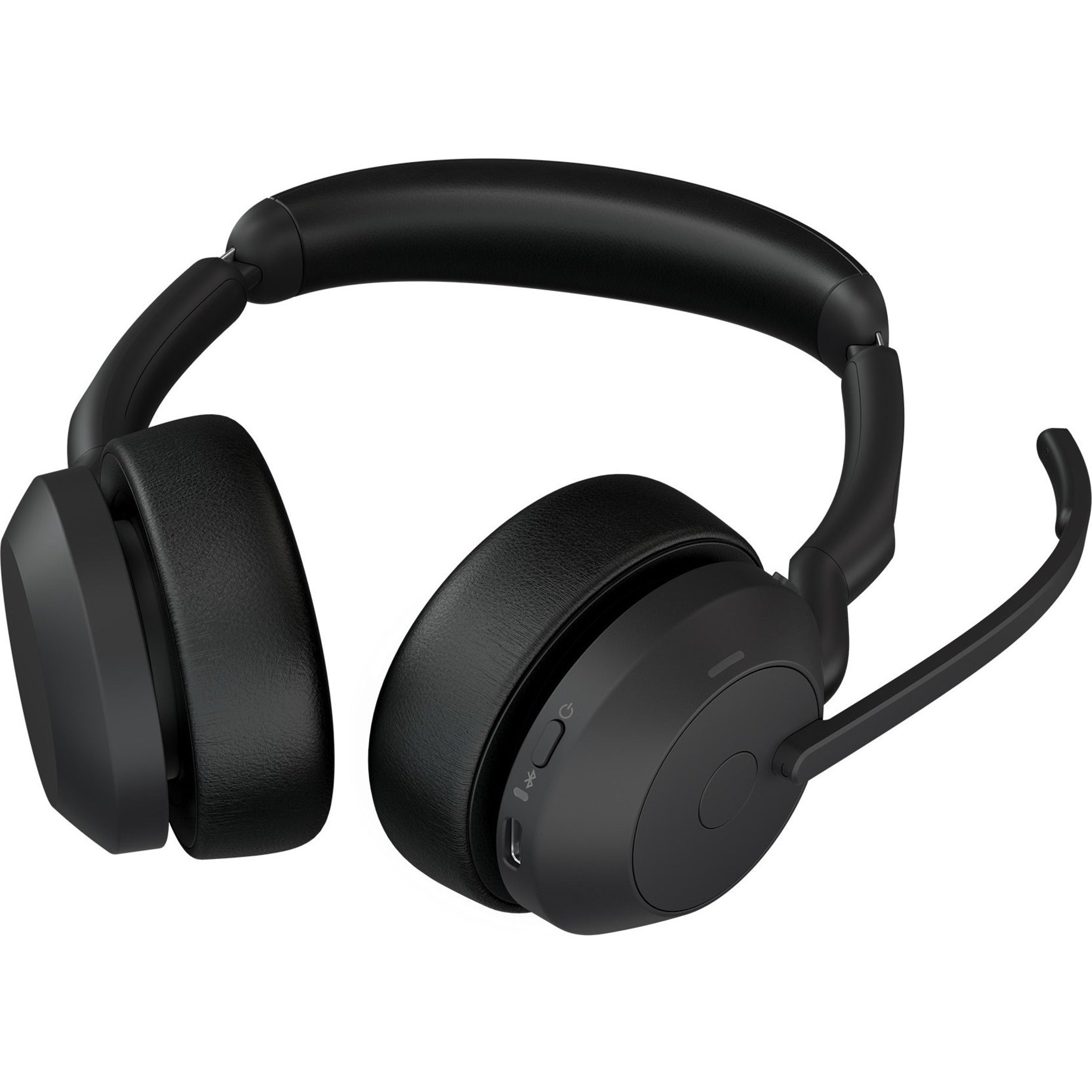 Angled view of Jabra Evolve2 55 headset showing control buttons and microphone boom-alternate-image3