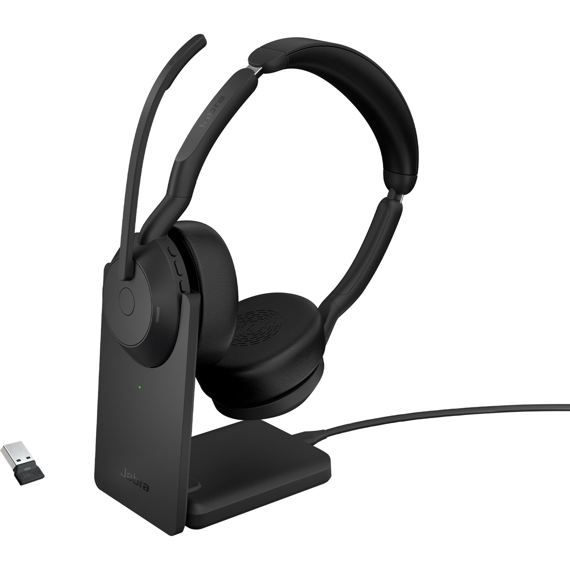 Jabra Evolve2 55 Wireless Stereo Headset with Active Noise Canceling, Bluetooth 5.2, Boom Microphone, 98ft Range, On-ear Design, Plug and Play, LED Indicator - 25599-989-989-01 (2 Year Warranty)