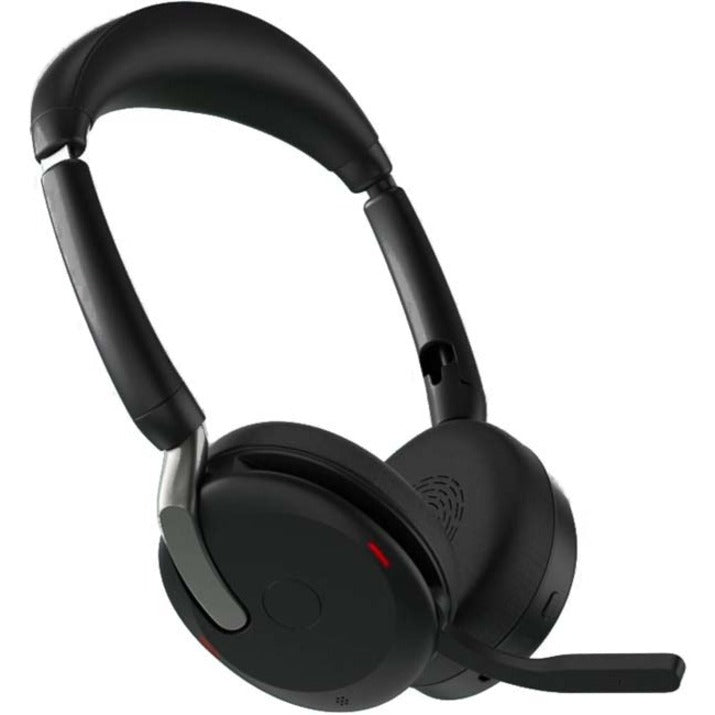 Angled view of Jabra Evolve2 65 Flex headset showing speaker housing and microphone-alternate-image2