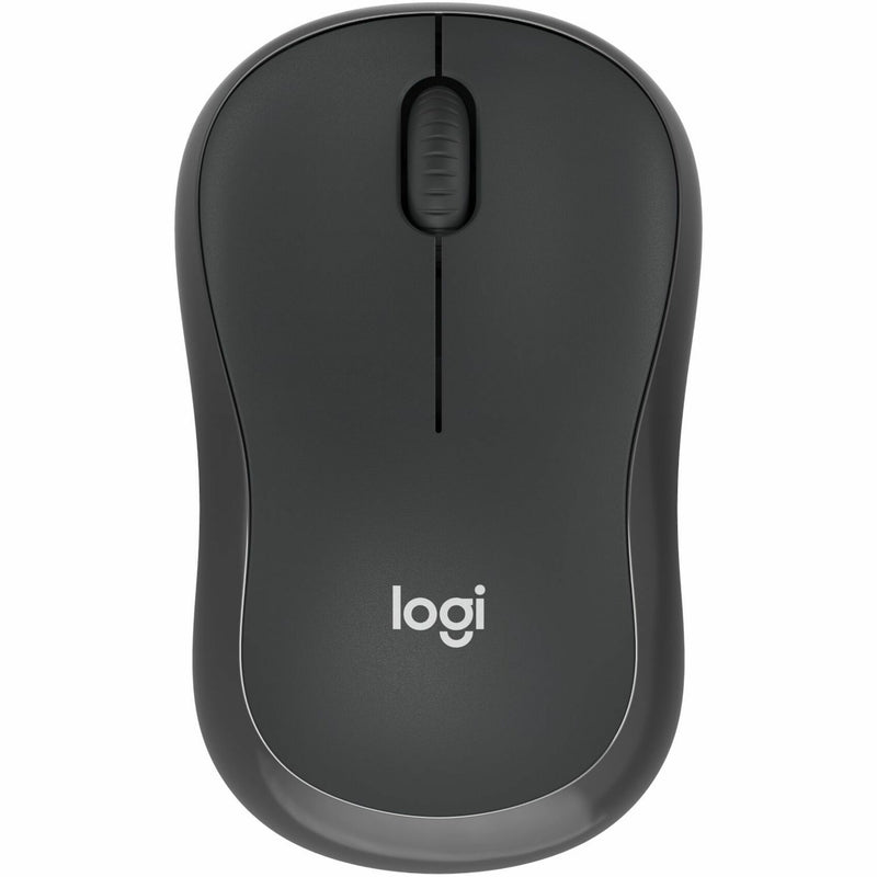 Top view of Logitech M240 Silent Bluetooth mouse in graphite color showing sleek design and scroll wheel