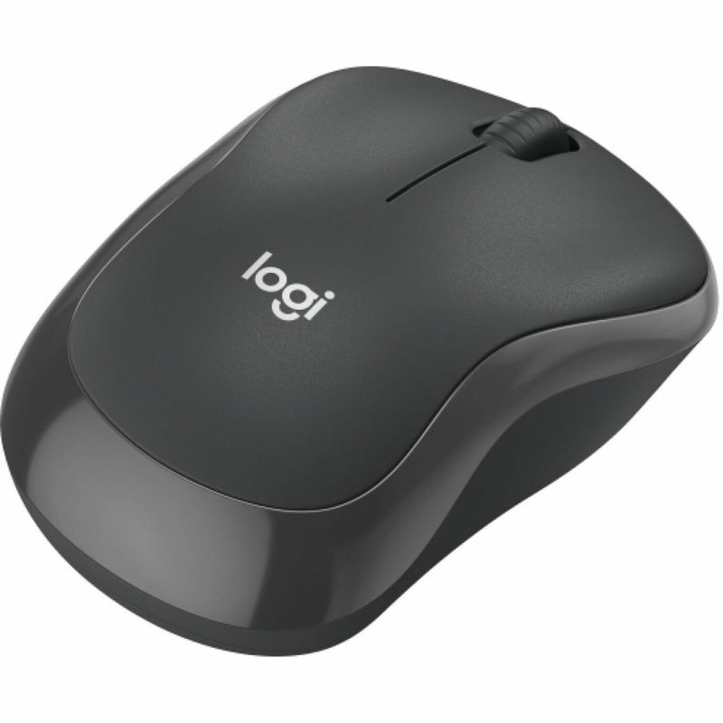 Angled view of Logitech M240 Silent mouse showing ergonomic design and contours