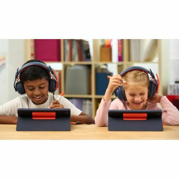 Two students using tablets with Logitech Zone Learn headsets-alternate-image6