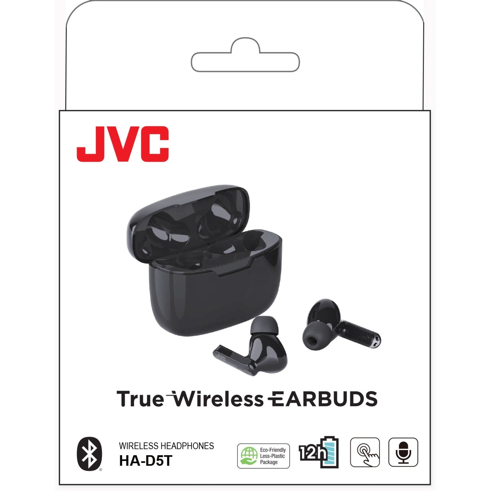 JVC HA-D5TB Oortelefoon Ware Draadloze Bluetooth 5.0 Oordopjes Lichtgewicht Touchbediening Olijf Zwart