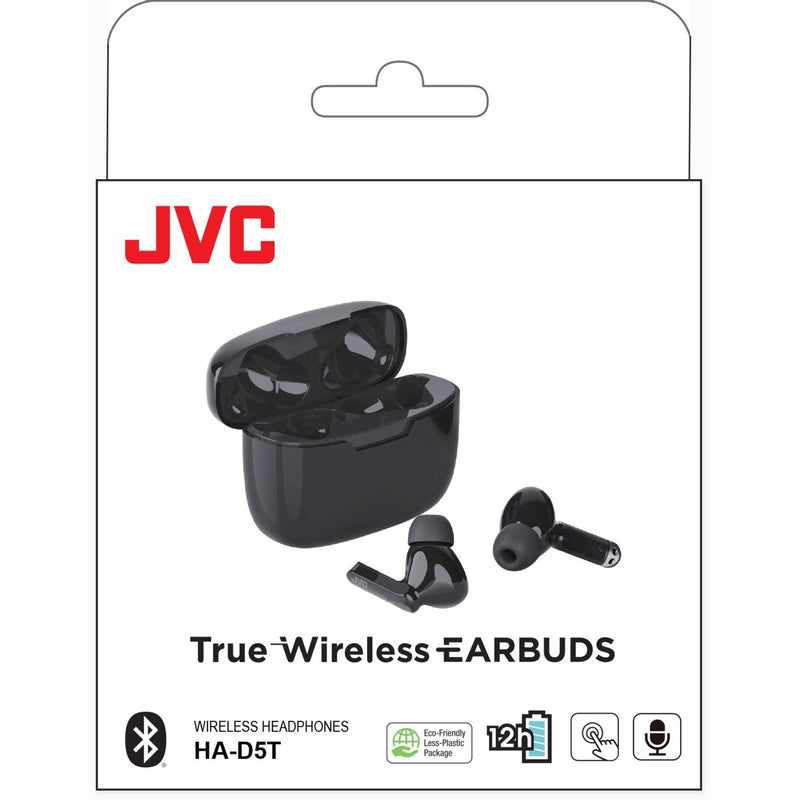 JVC HA-D5TB retail packaging showing product features and eco-friendly design