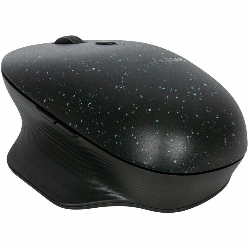 Detailed view of Targus ErgoFlip Mouse showing ergonomic design elements