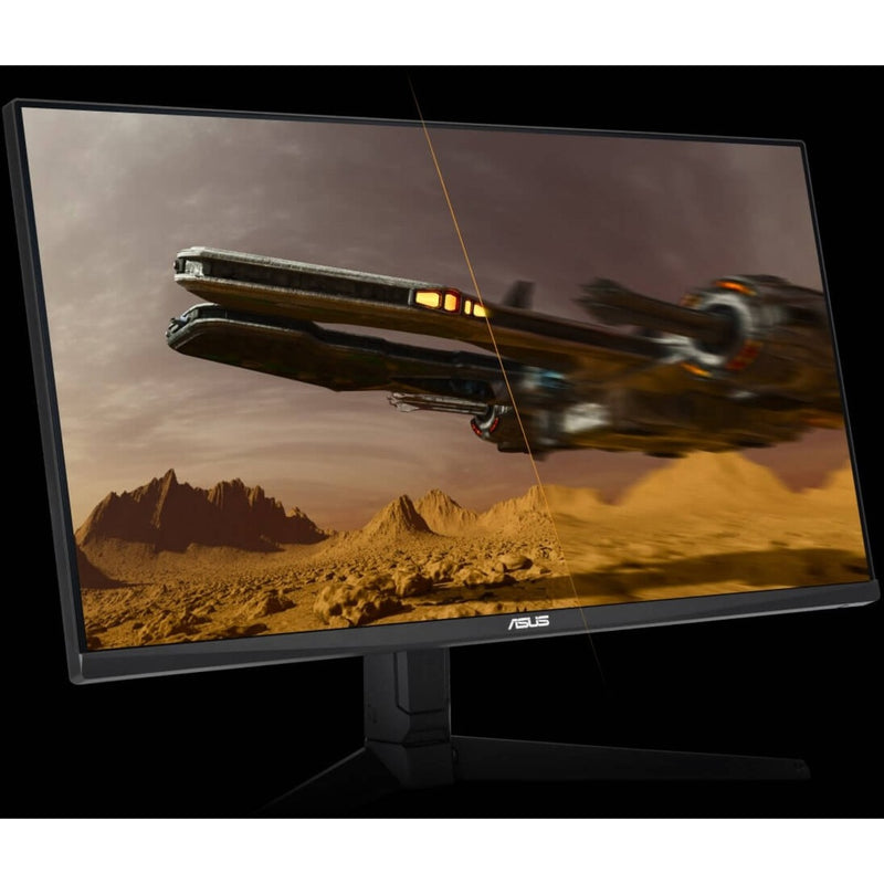 ASUS TUF Gaming monitor displaying dramatic sci-fi scene with HDR content