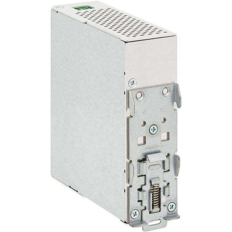 Angular view of Eaton DIN24480DC UPS showing compact design and mounting system