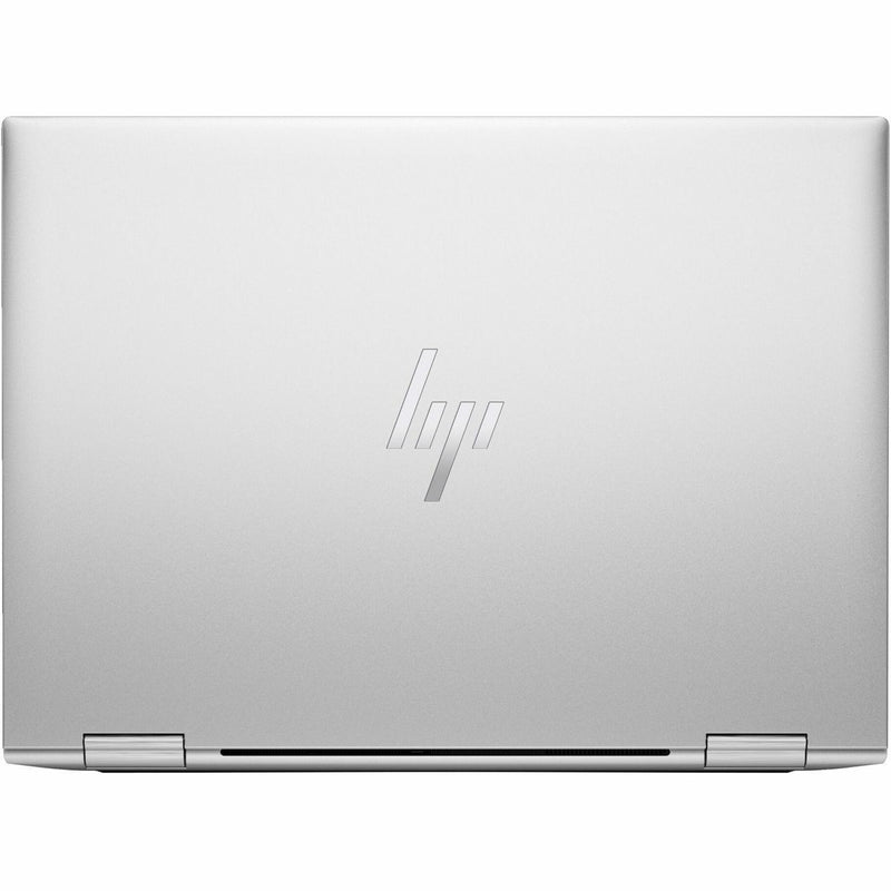 Top view of HP Elite x360 1040 G10 showing sleek silver lid with HP logo