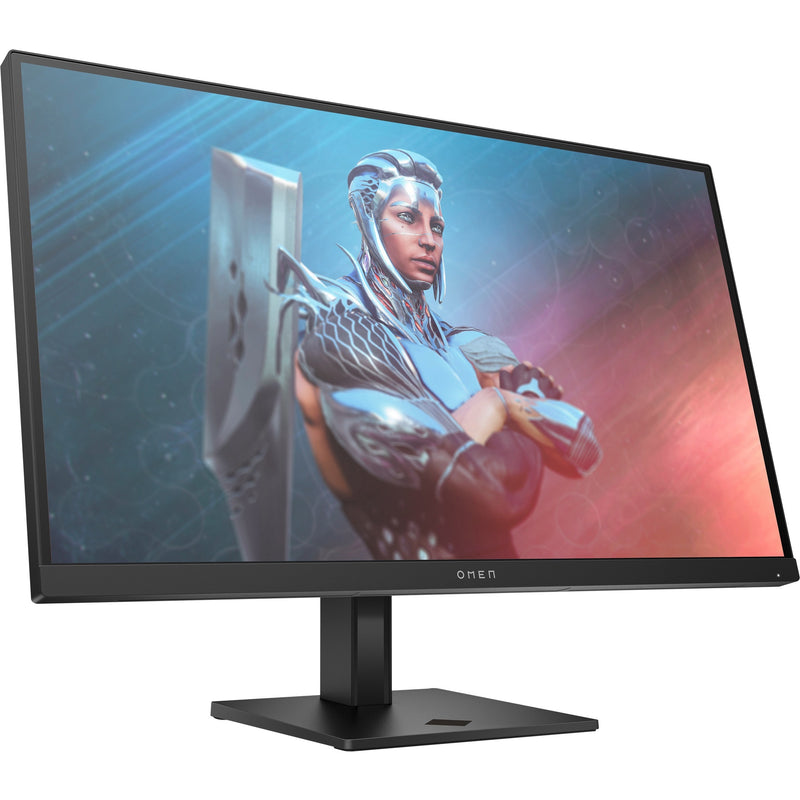 Side view of OMEN 27-inch gaming monitor highlighting adjustable stand features