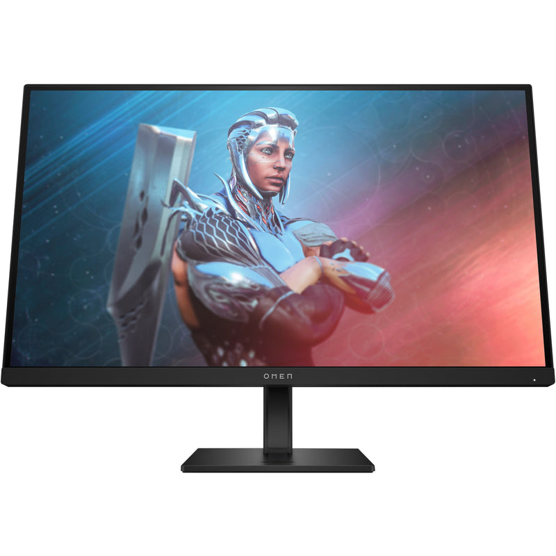 Front view of OMEN 27-inch gaming monitor showing frameless design and slim bezels