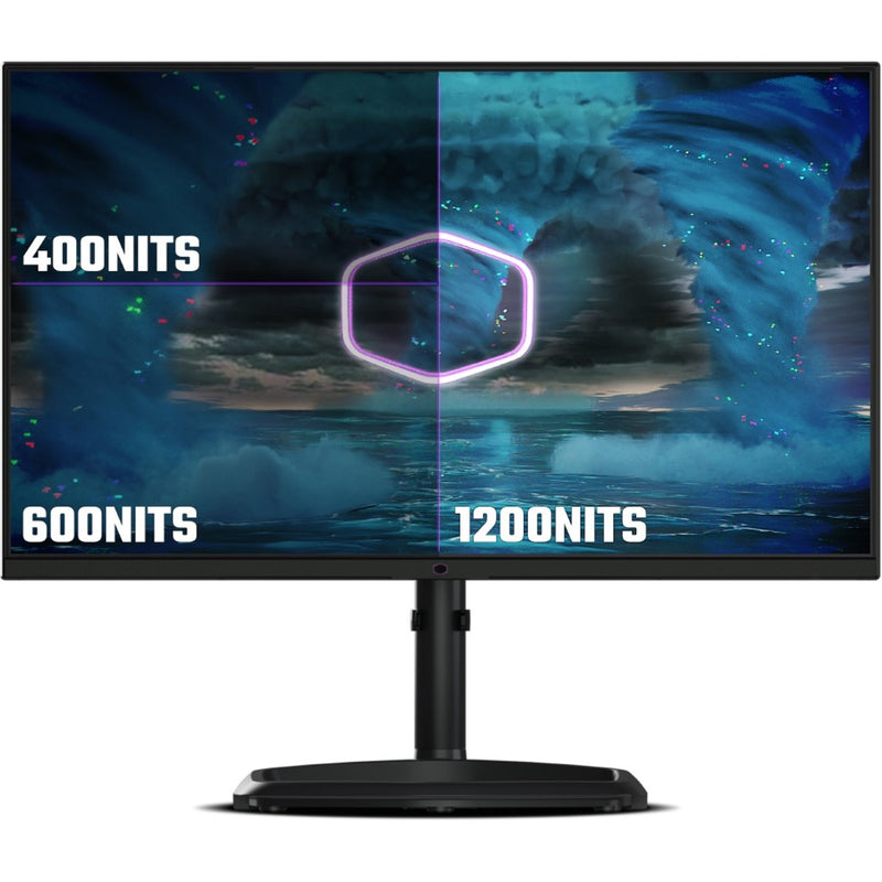 Monitor display showing HDR brightness capabilities with visual demonstration