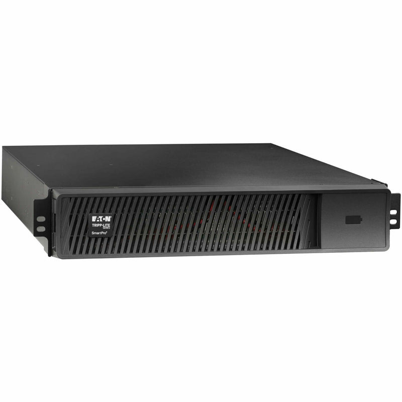 Front angled view of Tripp Lite BP72VRM2U 2U rack-mount battery pack with ventilated front panel