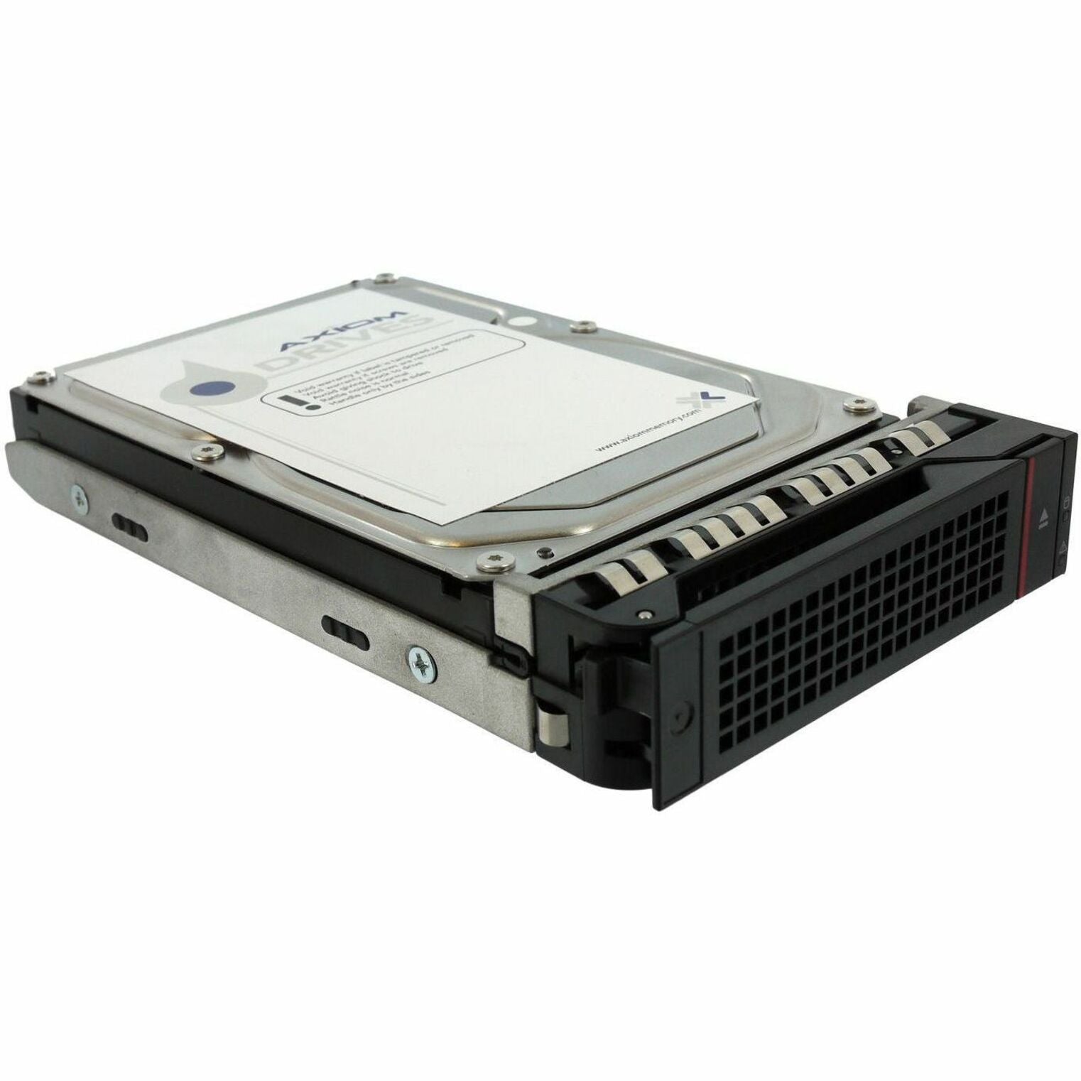 Axiom 8TB 3.5-inch SATA enterprise hard drive with hot-swap carrier showing ventilated design and secure mounting frame-alternate-image1