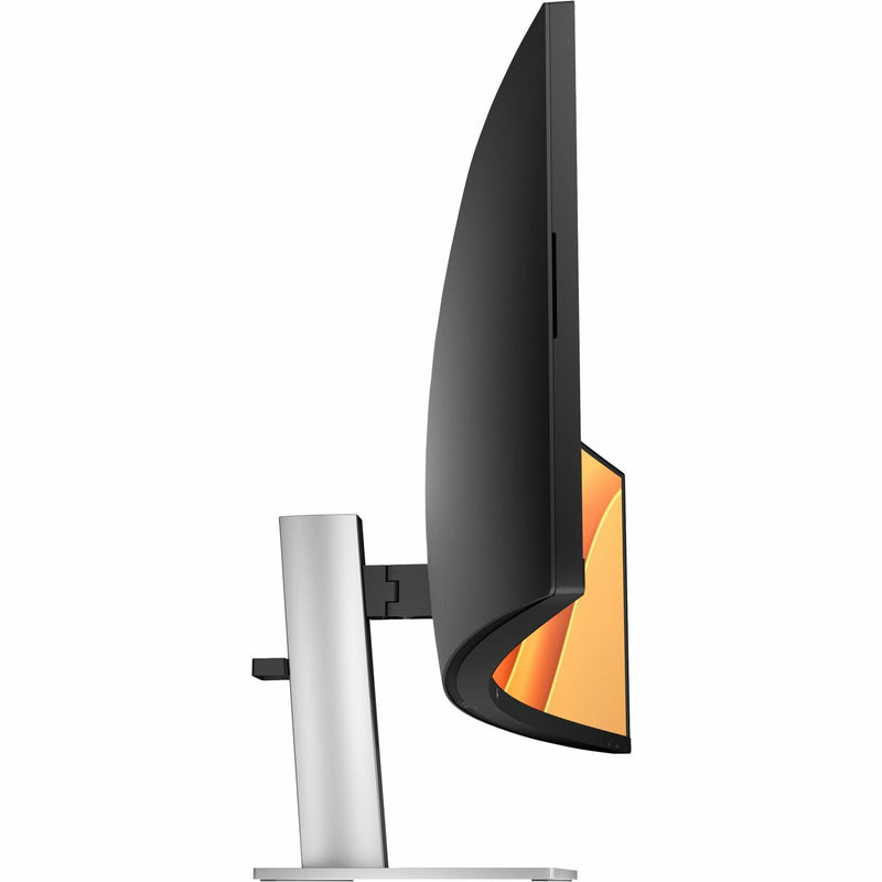 Side profile of HP E45c G5 monitor highlighting adjustable stand and slim profile design