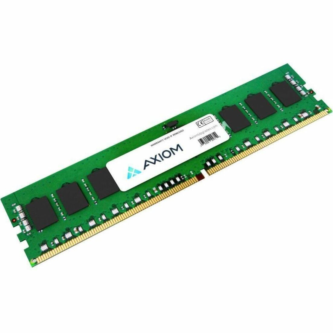 Axiom 32GB DDR5 SDRAM memory module with green PCB and black memory chips, featuring ECC protection and 4800 MHz speed-alternate-image1