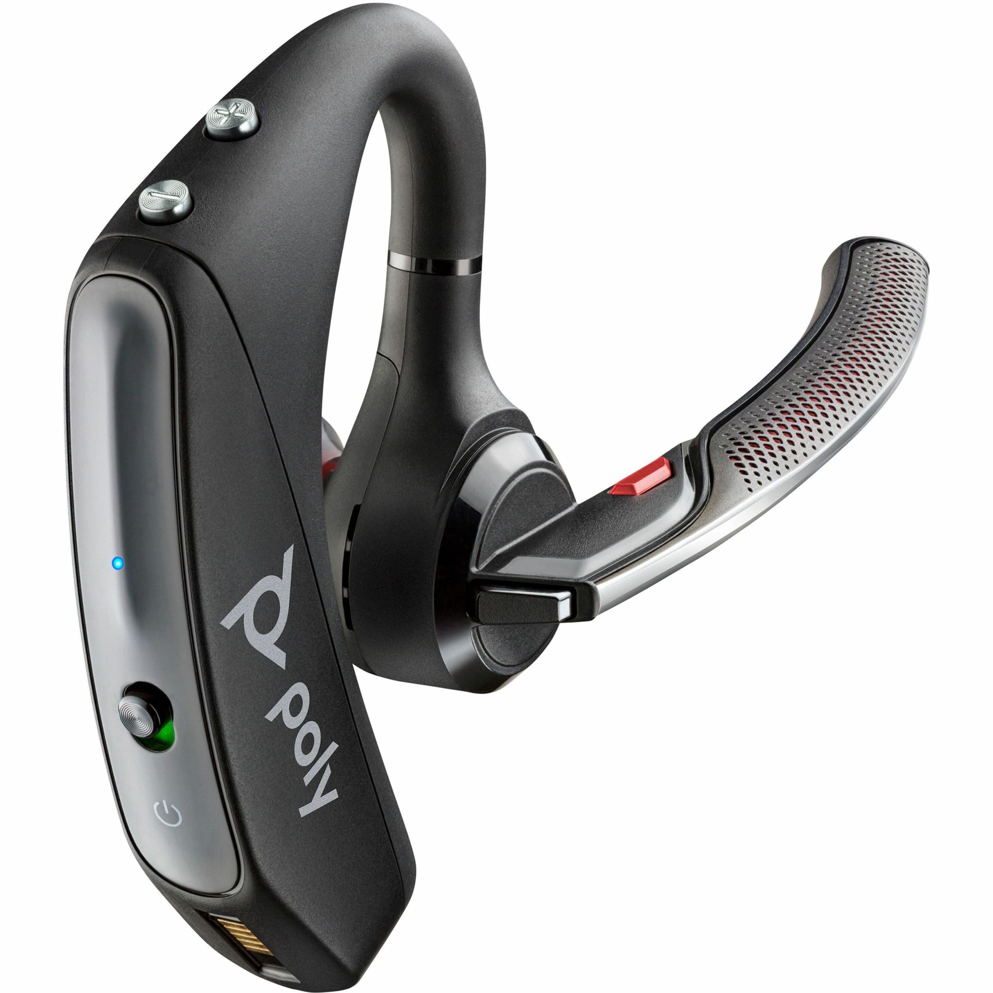 Poly 7K2F3AA Voyager 5200 UC USB-A Bluetooth Headset +BT700 Adapter, Noise Cancelling, Rechargeable Battery, Wideband Audio