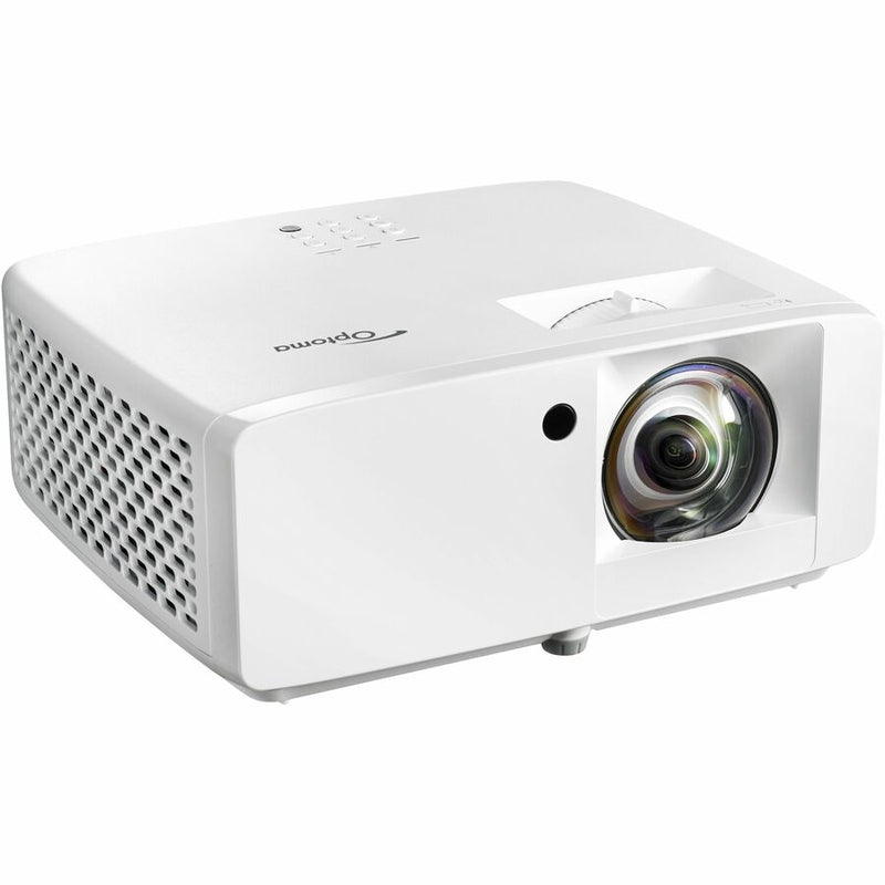 Side angle view of Optoma ZW350ST showing ventilation system and compact design