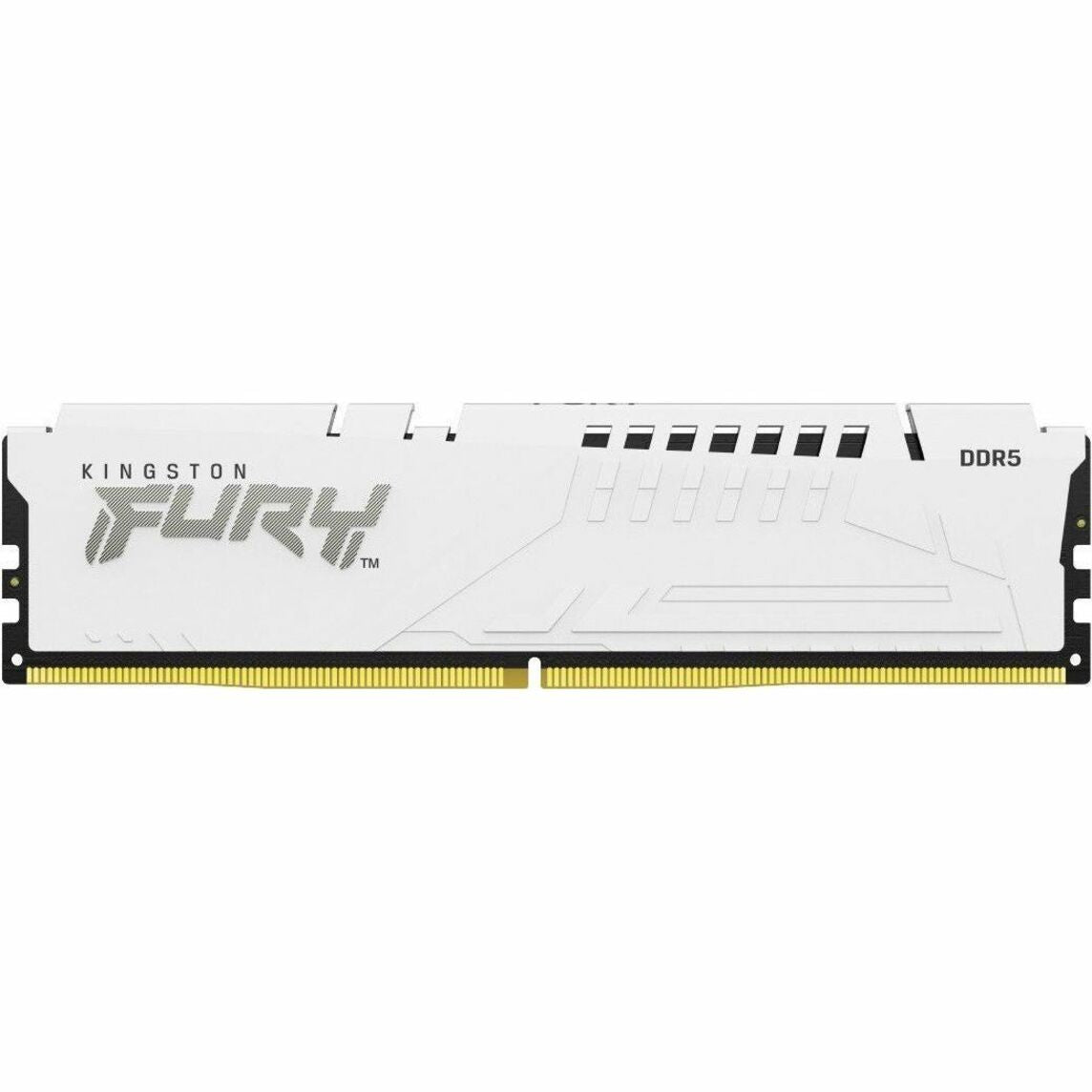 Kingston FURY Beast DDR5 RAM module in white featuring geometric heat spreader design with FURY branding-alternate-image1