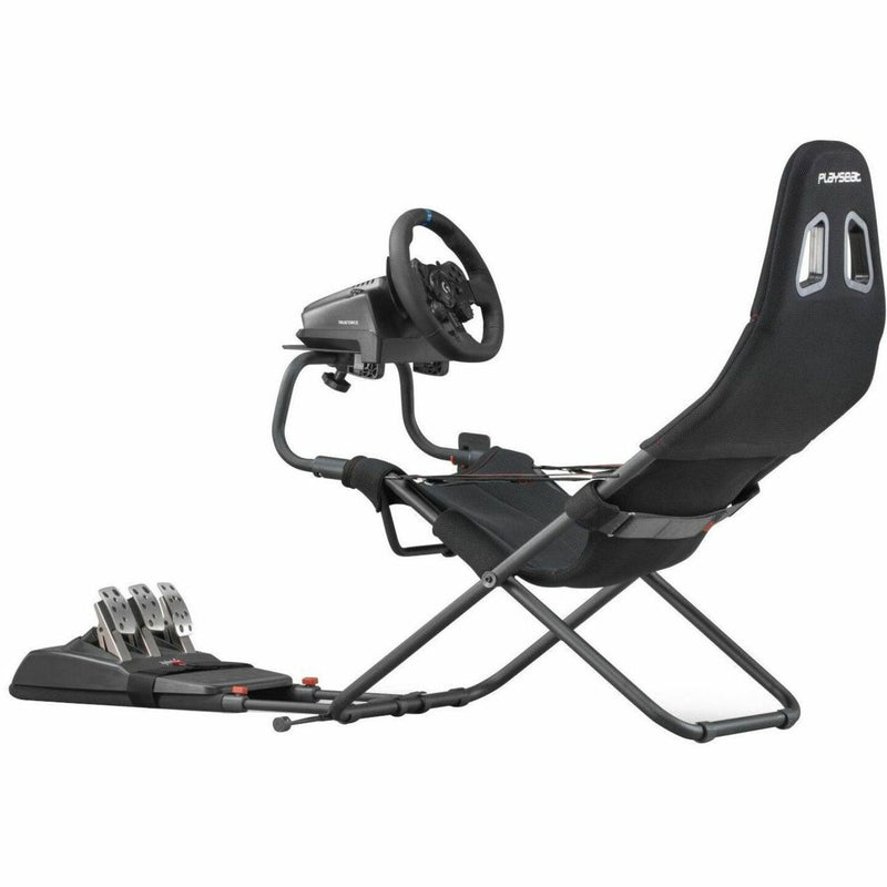 Full racing setup of Playseat Challenge with steering wheel and pedals mounted