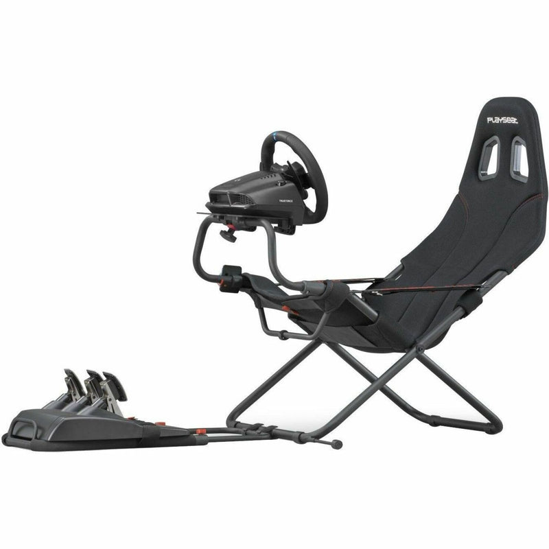 Complete view of Playseat Challenge racing simulator with full equipment setup