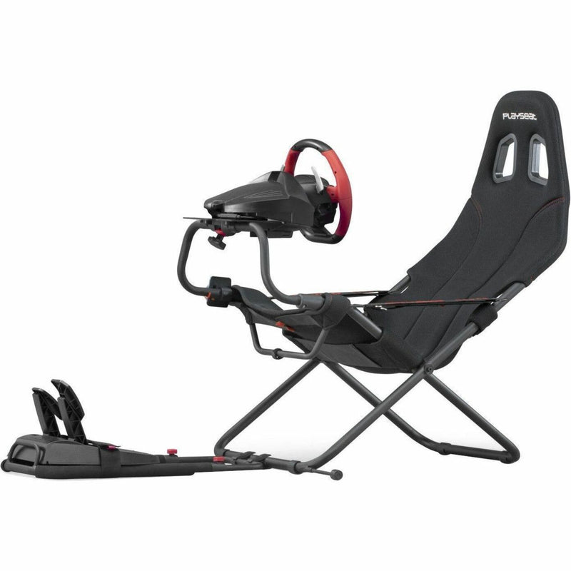 Playseat Challenge shown with red racing wheel configuration and performance setup