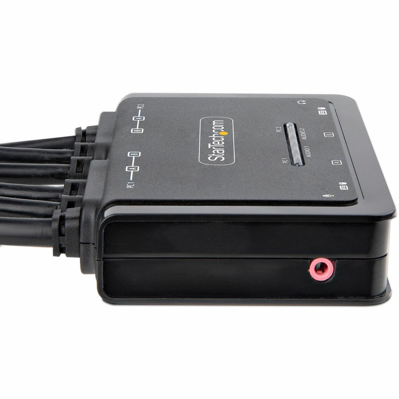 Side profile of StarTech.com KVM switch showing compact design and cable connections