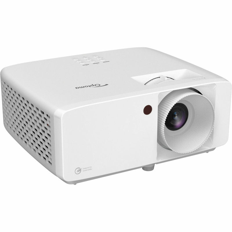 Angular view of Optoma ZH420 projector emphasizing design features