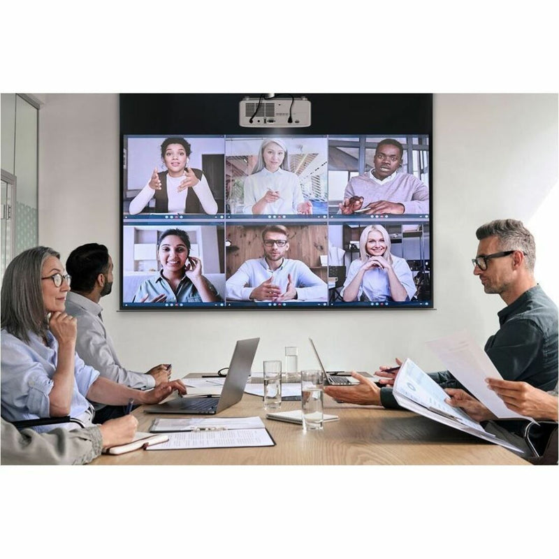 Hybrid meeting setup with projected video conference using Optoma ZH400