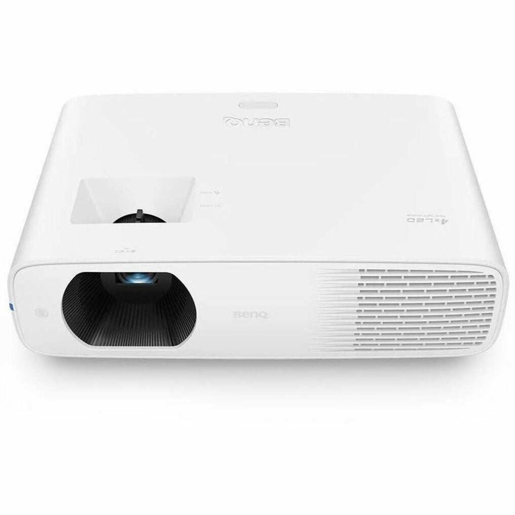 Top view of BenQ LH730 white LED projector showing lens and ventilation design-alternate-image1