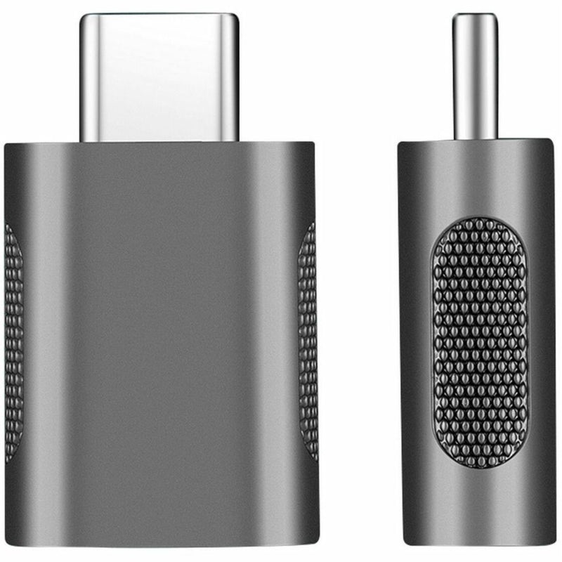 Side view of Adesso adapter showing USB-C and USB-A ports with textured surface