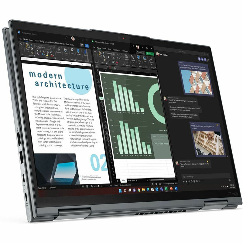 ThinkPad X1 Yoga showing multi-window productivity setup