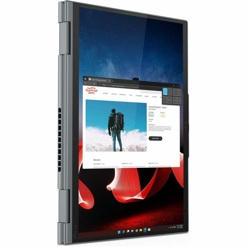 ThinkPad X1 Yoga in tablet mode showing touch interface