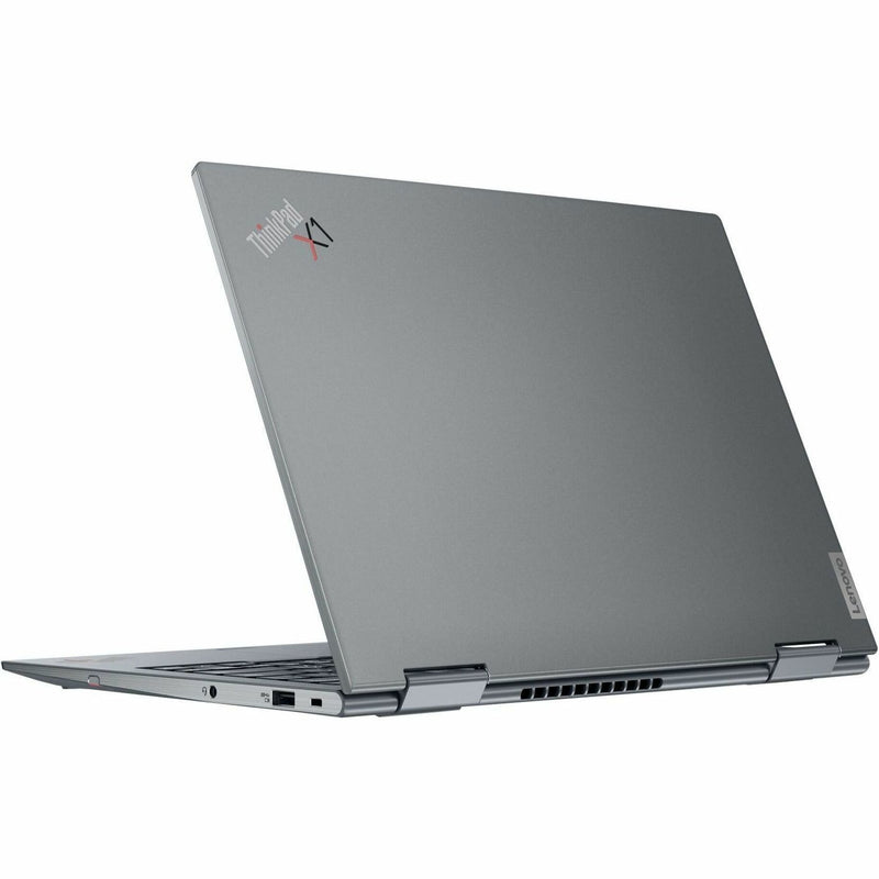 Angled view of ThinkPad X1 Yoga showing premium build quality and ThinkPad branding