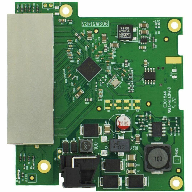 Top view of SW-114 industrial Ethernet switch circuit board showing main processor and power components