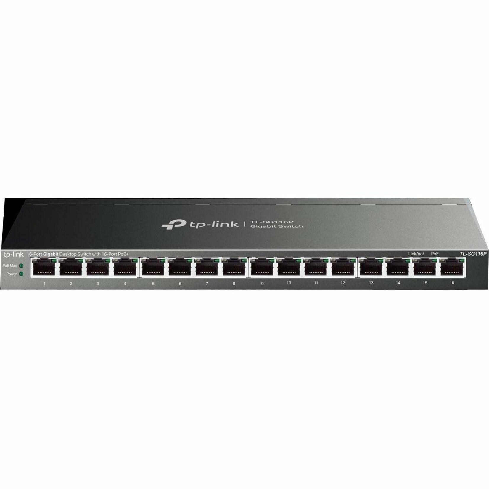 TP-Link TL-SG116P 16-Port Gigabit Desktop Switch with 16-Port PoE+, IP Camera, Network, IP Phone Support