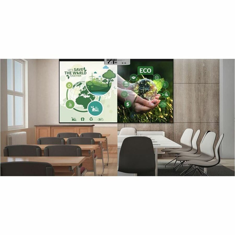 ZW350E projector displaying environmental presentation content