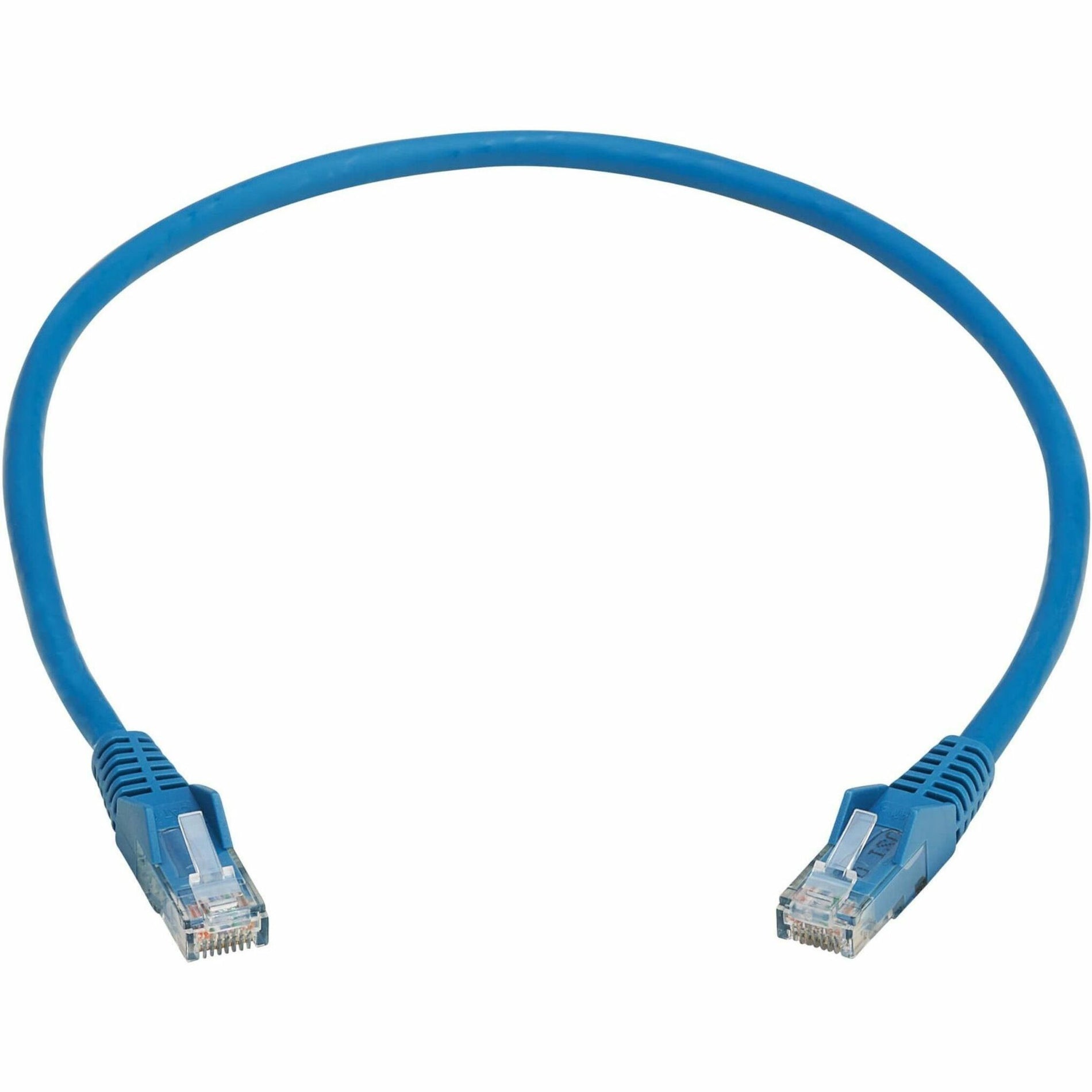 Tripp Lite N201L-0P5M-BL Cat6 Gigabit Snagless Molded UTP Ethernet Cable (RJ45 M/M), PoE, LSZH, Blue, 0.5"