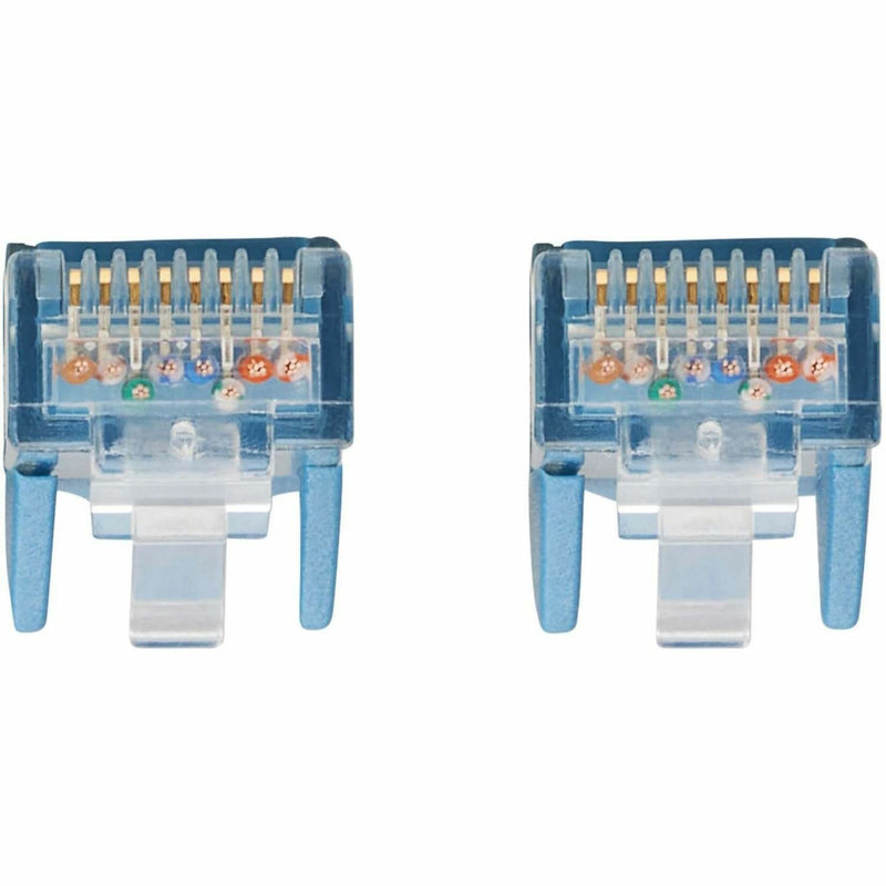 Detailed view of Cat6 RJ45 connector pin layout showing 8-pin configuration