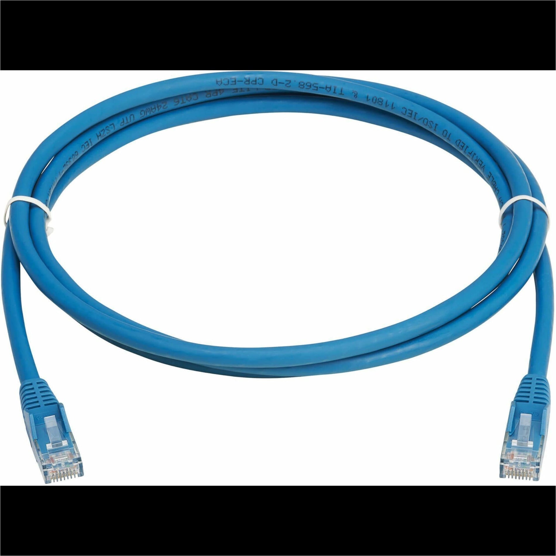 Blue Cat6 Ethernet cable with RJ45 connectors showing full cable length against white background-alternate-image1