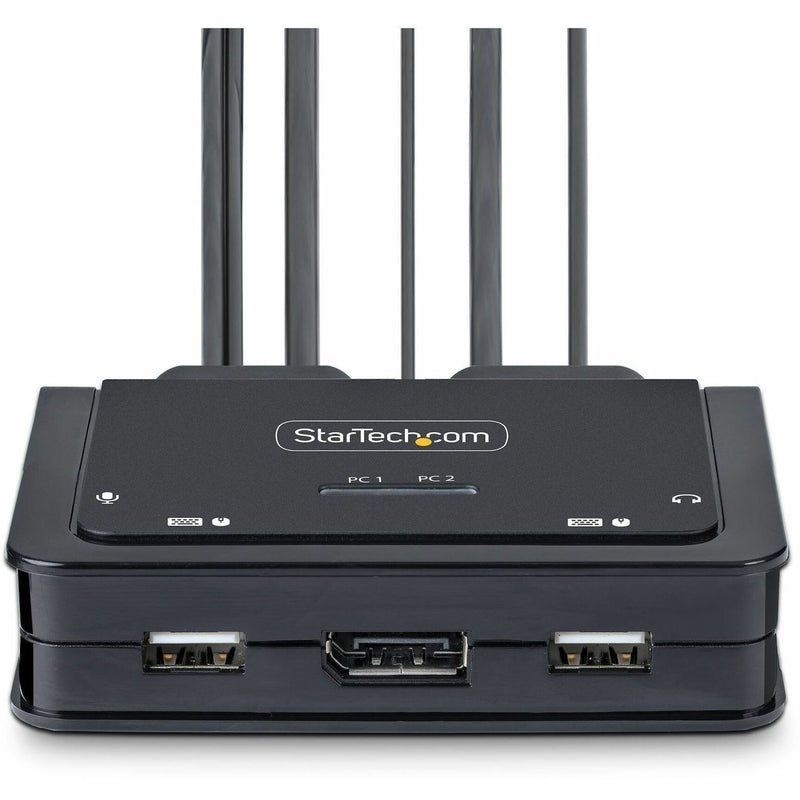 Front view of StarTech.com KVM switch showing USB ports and PC selection indicators