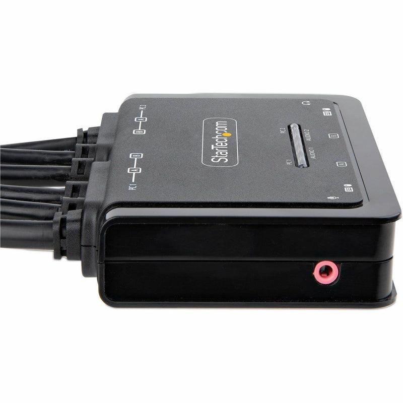 Side view of StarTech.com KVM switch showing audio ports and compact design