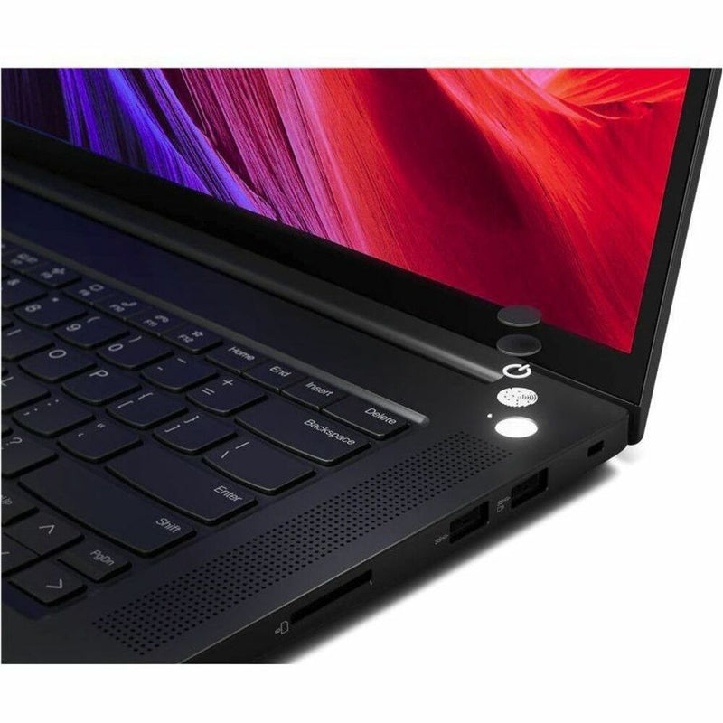 Close-up of ThinkPad P1 Gen 6 keyboard area showing security features