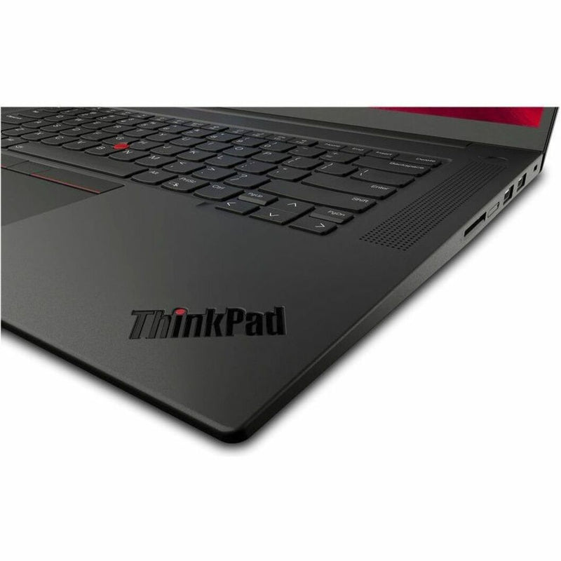 Detail shot of ThinkPad P1 Gen 6 showing ThinkPad branding