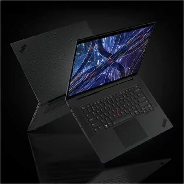 Artistic angle view of ThinkPad P1 Gen 6 highlighting design elements