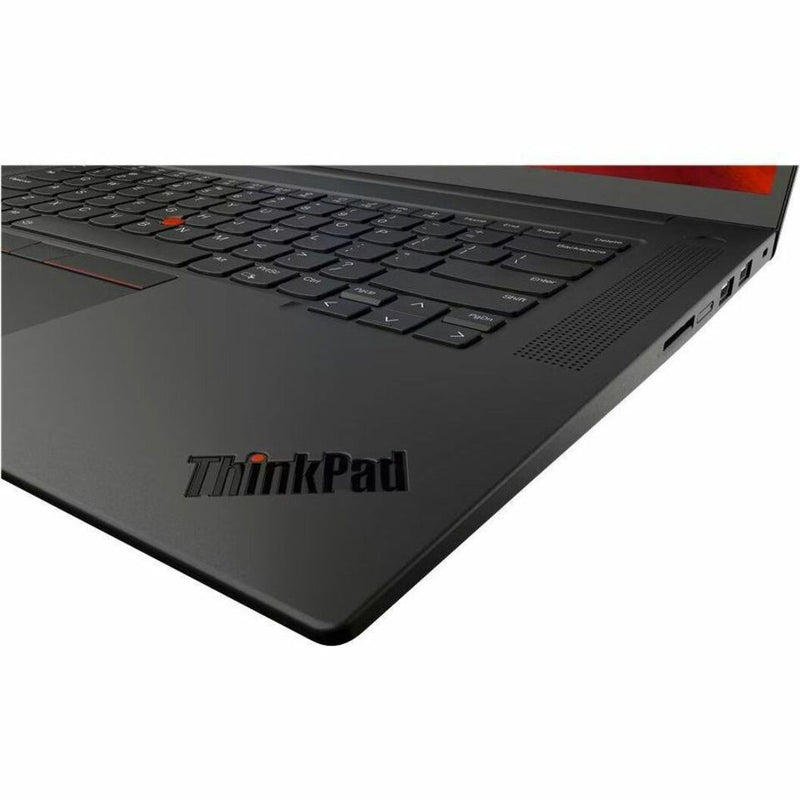 Close-up detail of ThinkPad P1 Gen 6 branding and surface finish