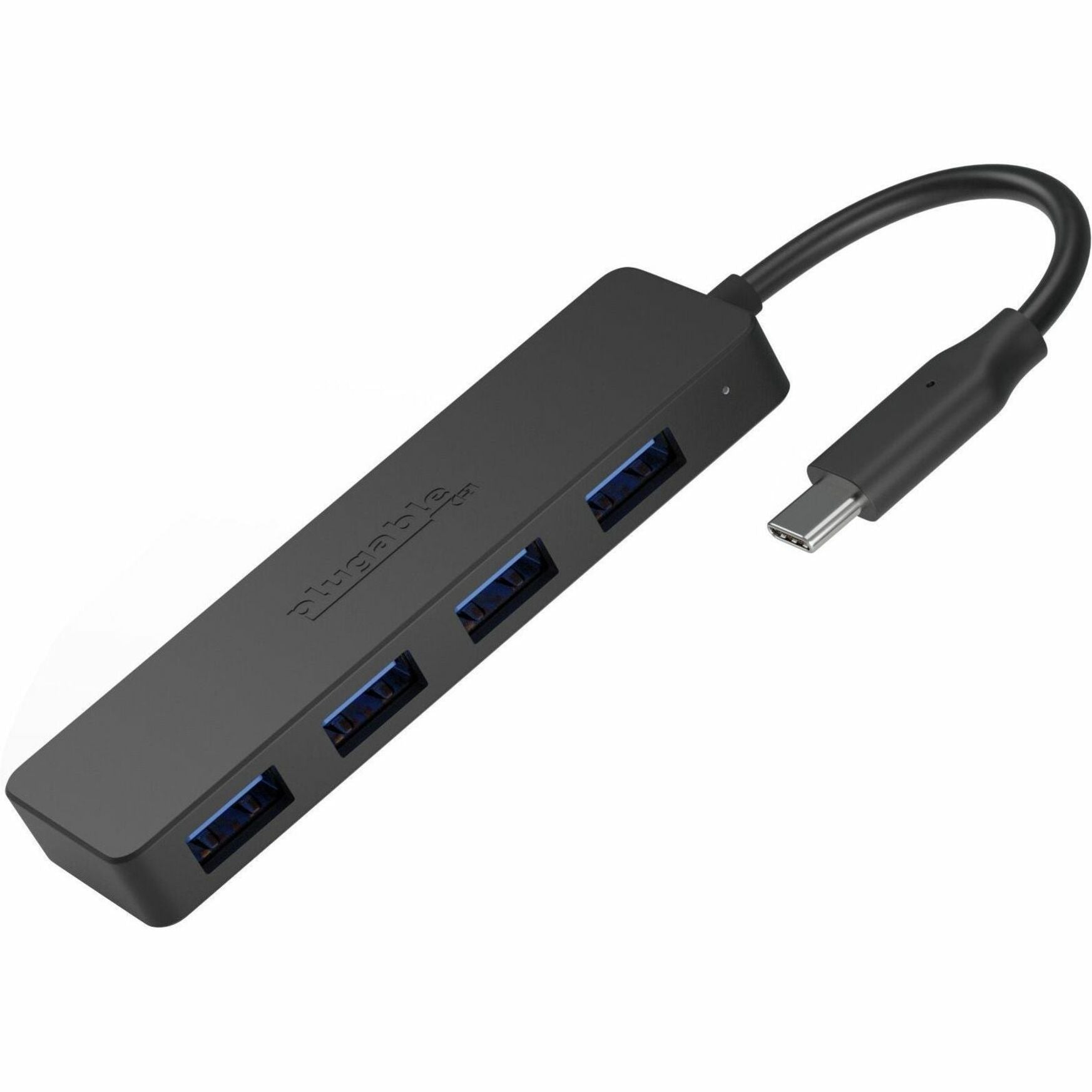 Plugable USBC-HUB4A USB Hub, 4 USB 3.0 Ports, Black