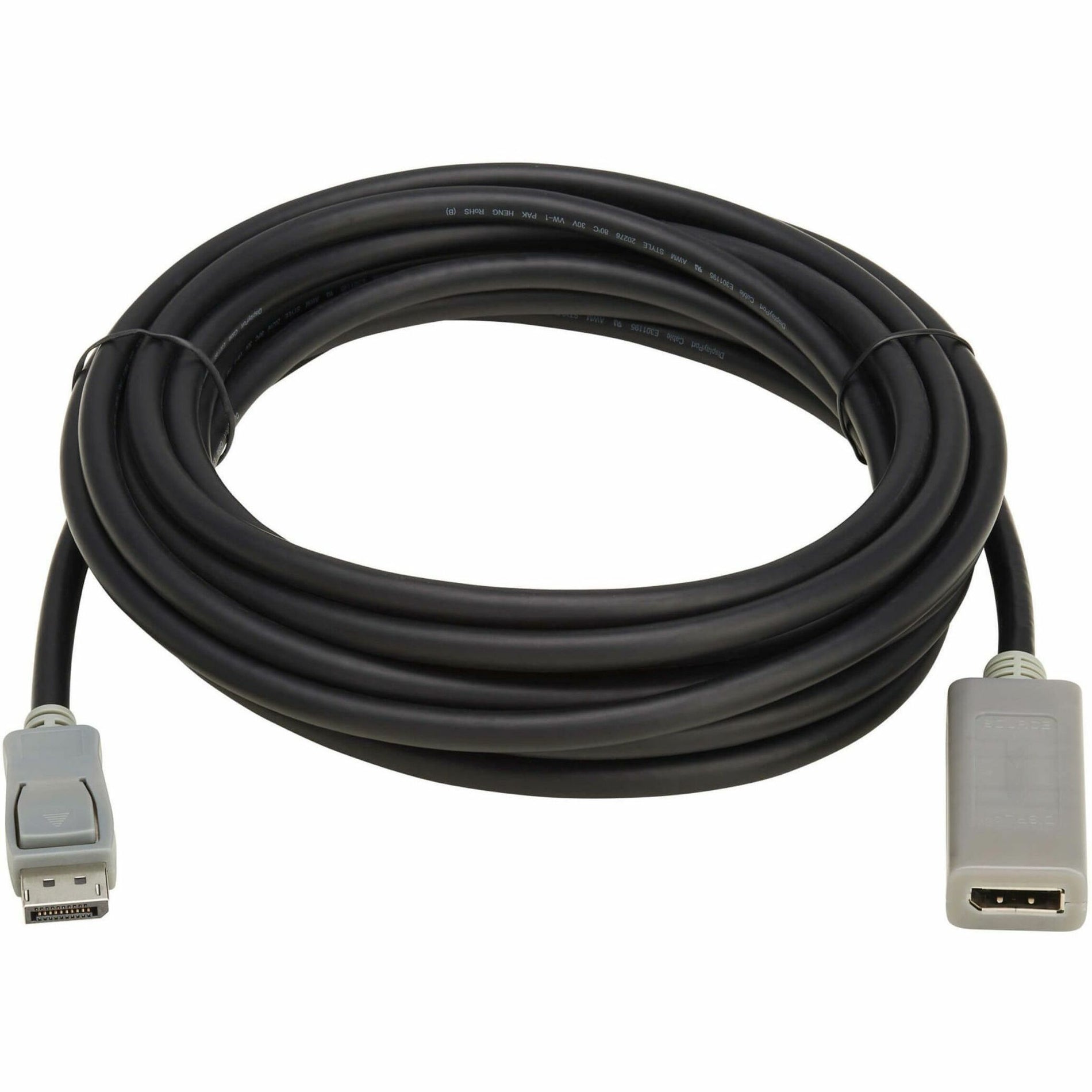 10-foot black DisplayPort extension cable with gray connectors showing full cable length-alternate-image1